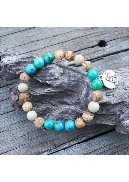 Yeşil Stil Altın Rengi 8mm Doğal Taş Boncuk, Resim Jasper, Boyalı Yeşil Taş, Japamala Setleri, Manevi Takı, Meditasyon, Ilham Verici, 108 Mala Boncuk (Yurt Dışından)