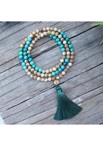 Yeşil Stil Altın Rengi 8mm Doğal Taş Boncuk, Resim Jasper, Boyalı Yeşil Taş, Japamala Setleri, Manevi Takı, Meditasyon, Ilham Verici, 108 Mala Boncuk (Yurt Dışından) indirimleri