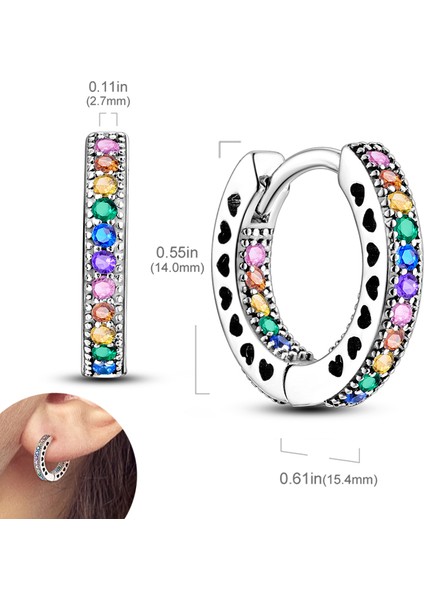 KTE112 Dangle Çift Hoop Kadın Küpe Orijinal Desigterling Gümüş Küp Zirkon Küçük Kalp U Şekli Tüy Yıldız Ay Küpe (Yurt Dışından)