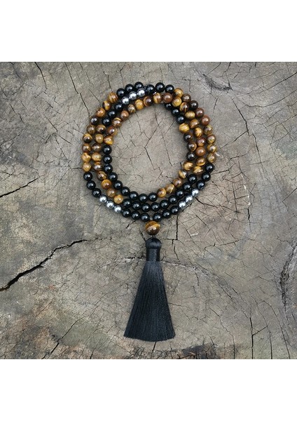 Altın Rengi 8mm Siyah Oniks, Kaplan Gözü Japa Mala Seti, Koruyucu, Meditasyon Mala, Namaste Yoga Takı, Budist Mala Tespih, 108 Mala Boncuk (Yurt Dışından) fırsatları