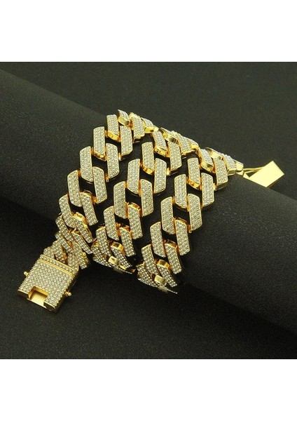 24 Inç Tarzı Gümüş Hip Hop 3 Satırlar Rhinestones Bling Buzlu Out Büyük Geniş Kare Küba Curb Miami Baklalı Zincirler Kolye Erkekler Için Rapçi Takı (Yurt Dışından)
