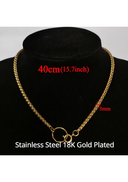 XL875O3G40 Punk Küba Chokers Kolye Kadın Yaka Altın Rengi Paslanmaz Çelik Tıknaz Kalın Zincir Daire Kolye Hip Hop Erkekler Boyun Takı (Yurt Dışından)