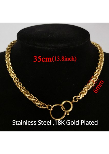 XL875O3G40 Punk Küba Chokers Kolye Kadın Yaka Altın Rengi Paslanmaz Çelik Tıknaz Kalın Zincir Daire Kolye Hip Hop Erkekler Boyun Takı (Yurt Dışından) modelleri