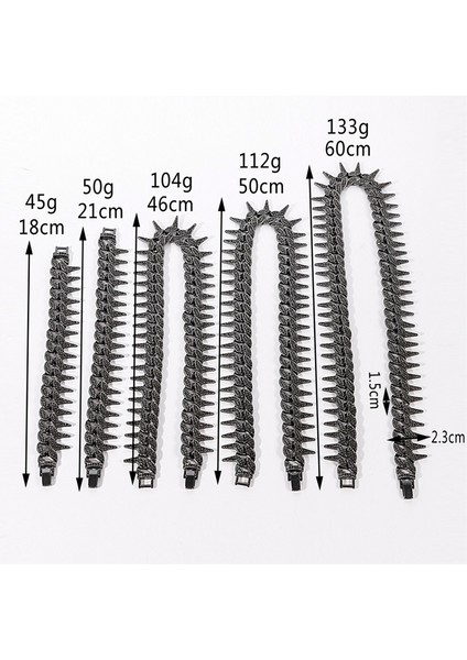 46CM Tarzı Altın Rengi Hip Hop 23 mm Ağır Buzlu Out Küba Perçin Spike Dikenler Link Zinciri Tam Kristal Açacağı Erkek Bileklik Kolye Erkekler Takı Için (Yurt Dışından)