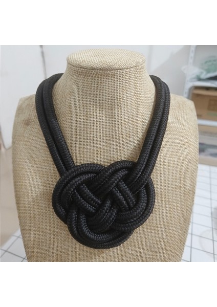 Siyah Ylwhj Kadın Abartılı Renk Bildirimi Halat Kolye El Yapımı Kız Kolye Moda Kısa Dokuma Gerdanlık Kolye Takı (Yurt Dışından)