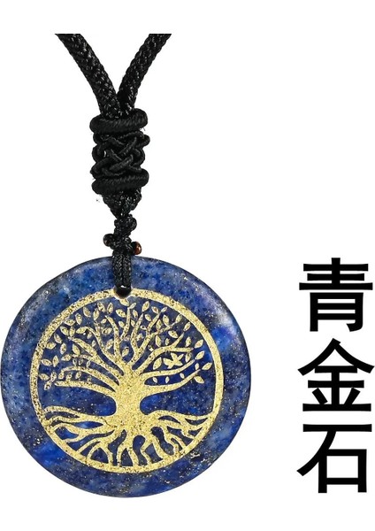 No.12 Boyutu Doğal Taşlar Hayat Ağacı Kolye Şifa Reiki Kristal Ametist Çakra Yuvarlak Oyulmuş Taş Charms Kolye Takı Yapımı Için (Yurt Dışından)