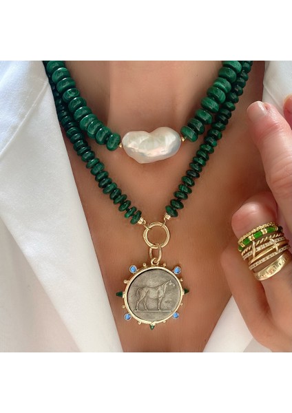 Altın Rengi Lüks Boho Retro Etnik El Yapımı Jacqueline El Düğümlü Turkuaz Dilim Ateş Topu Inci Kolye Takı Kadın Aksesuarları Için (Yurt Dışından) modelleri