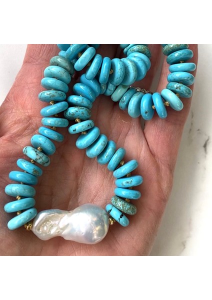 Altın Rengi Lüks Boho Retro Etnik El Yapımı Jacqueline El Düğümlü Turkuaz Dilim Ateş Topu Inci Kolye Takı Kadın Aksesuarları Için (Yurt Dışından) fırsatları