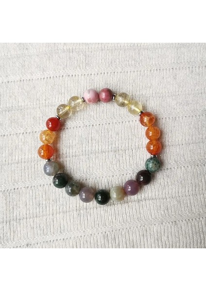 Bileklik 8mm Taş Boncuk, Sarı Kuvars Kristal Kolye, Hint Oniks, Pembe Opal, Yoga Kolye, Manevi Takı, Meditasyon, Ilham Verici (Yurt Dışından)