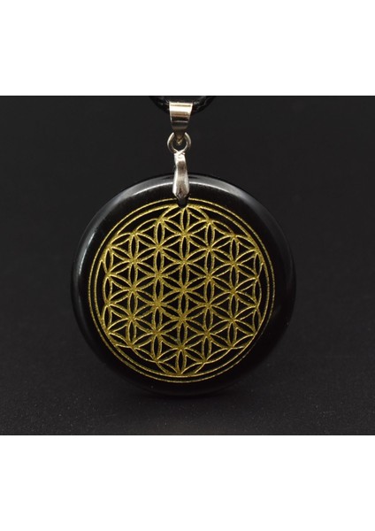 Obsidyen Doğal Obsidyen Kolye Kolye Hayat Çiçeği Sihirli Daire Kehanet Sri Yantra Triqueta Metatrone Küpü Çok Boyutlu (Yurt Dışından)