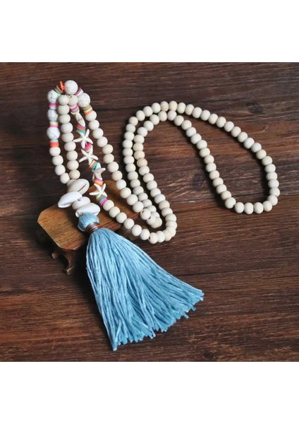 N2065-01 Kabuk Püskül Kolye Ahşap Boncuklar Uzun Kolye Etek Plaj Rüzgar Starfe Taş Boncuk Kolye Aksesuarları (Yurt Dışından) fırsatları