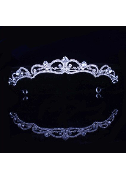 No.22 Boyutu Kristal Kraliçe Tiara Taç Düğün Gelin Pageant Diadem Gelin Tiaras ve Taçlar Başlığı Kadın Saç Takı Aksesuarları (Yurt Dışından)