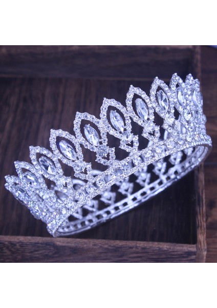 No.22 Boyutu Kristal Kraliçe Tiara Taç Düğün Gelin Pageant Diadem Gelin Tiaras ve Taçlar Başlığı Kadın Saç Takı Aksesuarları (Yurt Dışından) fiyatları