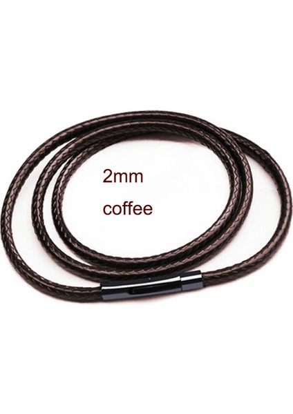 50CM Tarzı KAHVE2MM Ens Bayan Siyah Örgülü Deri Kordon Paslanmaz Çelik Güvenli Toka Zincir Kolye Kolye Dıy Takı Için 60 cm 70 cm (Yurt Dışından)