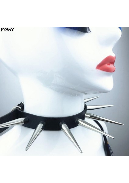 Turuncu Uzun Başak Gerdanlık Punk Suni Deri Yaka Kadın Erkek Serin Büyük Perçinler Çivili Chocker Goth Tarzı Kolye Aksesuarları (Yurt Dışından) indirimleri