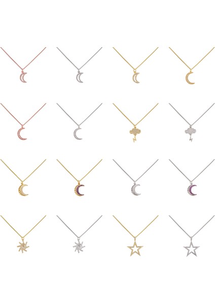 DZ59-GÜMÜŞ Kadınlar Için Takı Kaplamalı Zirkon Pandent Toka Ay Yıldız Klavikula Zincirler Kolye Seti Pirinç Charms Aksesuarları Ücretsiz G Öğe (Yurt Dışından) fiyatları