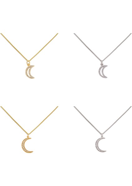 DZ59-GÜMÜŞ Kadınlar Için Takı Kaplamalı Zirkon Pandent Toka Ay Yıldız Klavikula Zincirler Kolye Seti Pirinç Charms Aksesuarları Ücretsiz G Öğe (Yurt Dışından) fırsatları