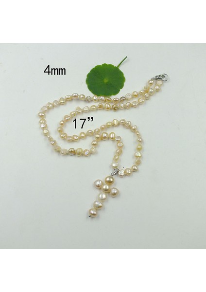 Pembe 6mm Doğal Gri Tahiti Barok Inci Kolye 45CM (Yurt Dışından)