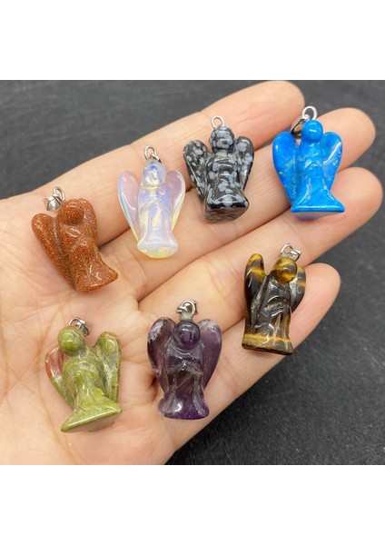 Ametist Doğal Taş Oyma Melek Kolye Kolye Ametist Siyah Akik Reiki Hediye Dıy Kadın Erkek Takı Yapımı Aksesuarları Takılar (Yurt Dışından) fırsatları