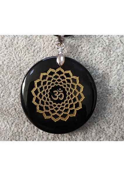 Hiçbiri Doğal Obsidyen Kolye Kolye Hayat Çiçeği Sihirli Daire Kehanet Sri Yantra Triqueta Metatrone Küpü Çok Boyutlu (Yurt Dışından)