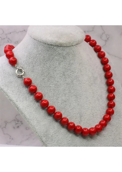 Kırmızı Stil 8 mm Cuteromantic Moda Güzel Yapay Kırmızı Mercan Yuvarlak Boncuk mm Kolye Zinciri Gerdanlık Klavikula Takı Y780 (Yurt Dışından) indirimleri