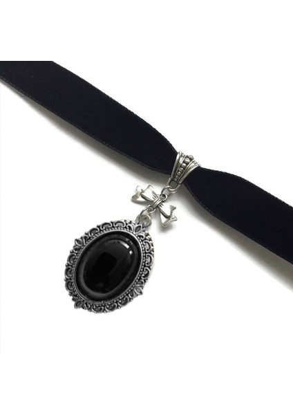A2 Siyah Kadife Gerdanlık Kolye, Gotik Viktorya Dönemi Siyah Cameo (Yurt Dışından)