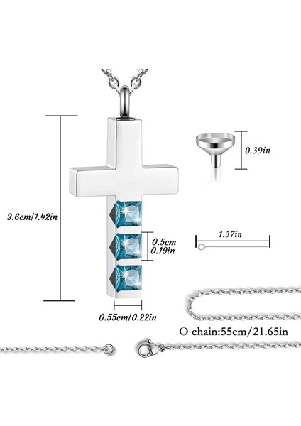 55CM Tarzı No.12 Boyutu Kremasyon Takı Çapraz Urn Kolye Kadın Erkek Külleri, Retro Çapraz Anıt Hatıra Urn Kolye Witolors Kristal (Yurt Dışından)