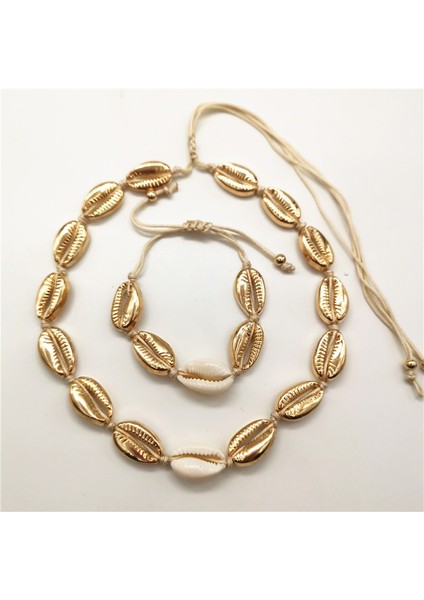 Altın Lüks Altın Gümüş Renk Cowrie Kabuk Gerdanlık Kolye Wome Için Moda Takı Boncuk Halat Zincir Kolye Bildirimi Collier (Yurt Dışından)