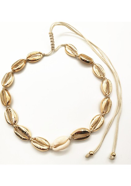Altın Lüks Altın Gümüş Renk Cowrie Kabuk Gerdanlık Kolye Wome Için Moda Takı Boncuk Halat Zincir Kolye Bildirimi Collier (Yurt Dışından) fiyatları