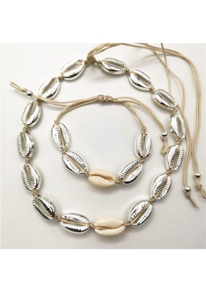 Altın Lüks Altın Gümüş Renk Cowrie Kabuk Gerdanlık Kolye Wome Için Moda Takı Boncuk Halat Zincir Kolye Bildirimi Collier (Yurt Dışından) fırsatları