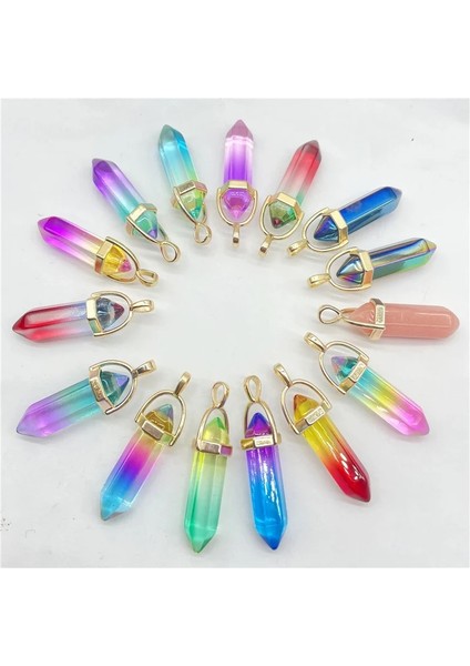 No.39 Yeni Doğal Taş Taş Kuvars Renkli Kristal Altıgen Sarkaç Reiki Kolye Charms Dıy Takı Yapımı Kolye (Yurt Dışından) fiyatları