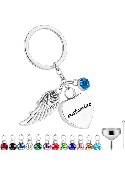 Stili Özelleştir Ekim Melek Kanatları Kalp Kremasyon Takı Urn Anahtarlık Pet Insan Külleri Kremasyon Anahtarlık Külleri Witolor Birthstones (Yurt Dışından) fiyatları