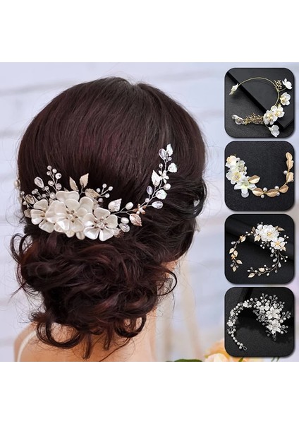 C Gelin Düğün Saç Aksesuarları Kristal Inci Bantlar Saç Vine Saç Süsleri Gelin Nedime Headdress Hairband Takı (Yurt Dışından) fiyatları