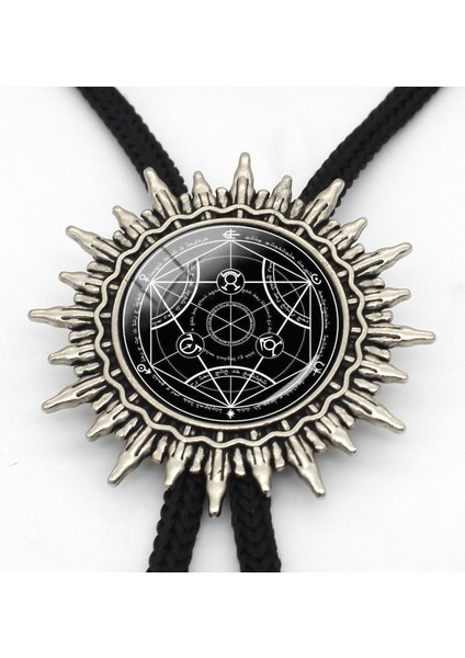 No.5 Boyutu Bolo Yeni Varış Siyah Sihirli Pentagram Bolo Kravat Trendy Steampunk Pentagram Cam Kubbe Slayt Kolye Kovboy Bolo Kravat (Yurt Dışından) modelleri