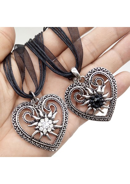 Pembe Yeni Vintage Kalp Edelweiss Çiçek Kolye Organze Kurdele Halat Zincir Kolye Kadın Dirndl Oktoberfest Takı (Yurt Dışından) fiyatları