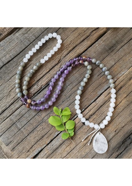 Kolye 8mm Ametist Labradorit Lodolit Taş Boncuk, Kristal Kolye, Dua Bileklik, Güçlü Kolye, Yoga Kolye, Meditasyon Boncuk (Yurt Dışından)