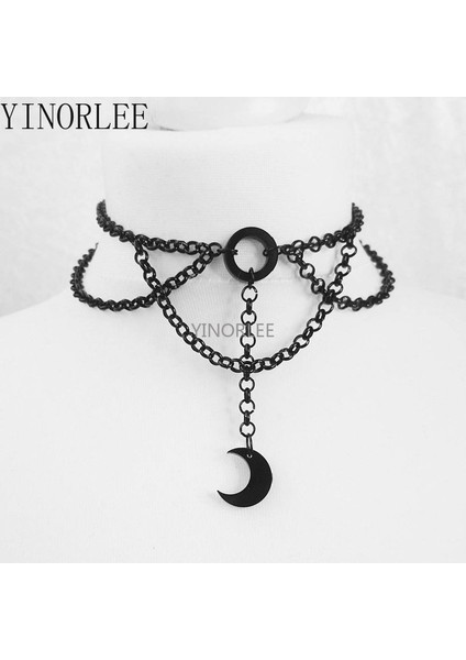 C22 Goth Moon Gotains O Ring Gerdanlık Cadı Kolye Kolye Charm Punk Takı Muhteşem Kadın Hediye Moda Bildirimi 2021 (Yurt Dışından) fiyatları