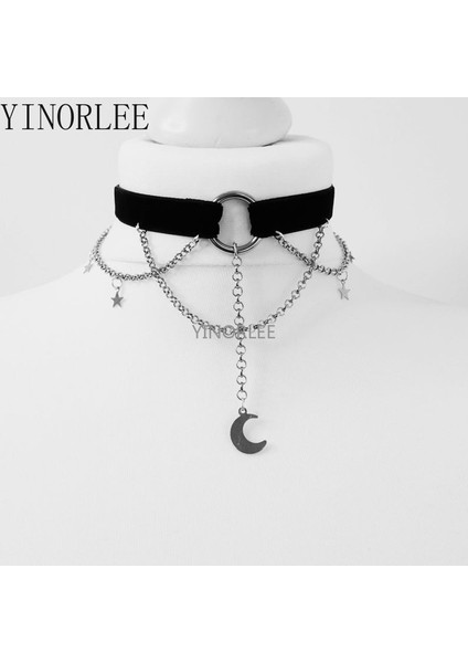 C22 Goth Moon Gotains O Ring Gerdanlık Cadı Kolye Kolye Charm Punk Takı Muhteşem Kadın Hediye Moda Bildirimi 2021 (Yurt Dışından) modelleri