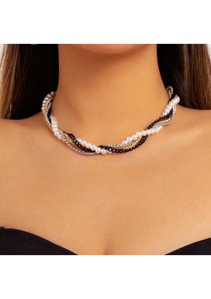 NO.14571 Boyutu Ailodo Inci Gerdanlık Kolye Kadın Kızlar Için Zarif Çok Katmanlı Parti Düğün Bildirimi Kolye Collier Femme Moda Takı (Yurt Dışından)