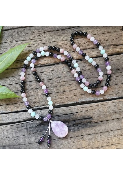 Kolye 8mm Ite Ametist Gül Kuvars Taş Boncuk, Mor Jasper Kolye, Dua Bileklik, Aşk Japamala Kolye, Meditasyon Boncuk (Yurt Dışından)