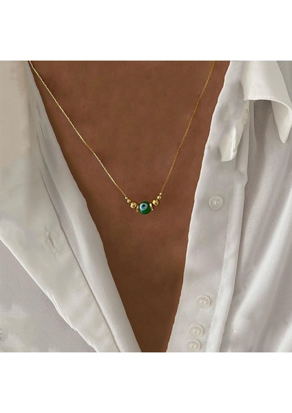 Pembe Bohem Yeşil Çakıl Doğal Yarı Değerli Taş Kolye Kadın Moda Kolye Takı Collares Bayan Kolye (Yurt Dışından)