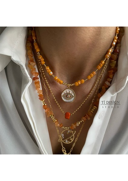 Pembe Bohem Yeşil Çakıl Doğal Yarı Değerli Taş Kolye Kadın Moda Kolye Takı Collares Bayan Kolye (Yurt Dışından)