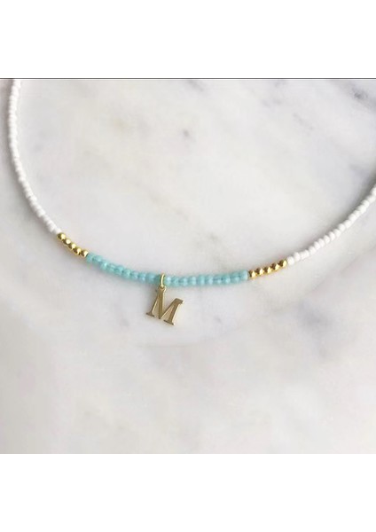 M Tarzı No.8 Boyutu Kolye Renkli Kristal Boncuk Kolye Moda Kabuk Mektup Kolye Adı Gerdanlık Kadın Gökkuşağı Boyun Aksesuarları Takı (Yurt Dışından)