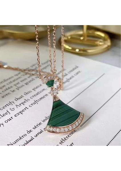 N06 Gül Altın Kaplama Küçük Etek Kolye Fan Kolye Kolye Kadın Glamour Moda Lüks Takı Hediye (Yurt Dışından) modelleri