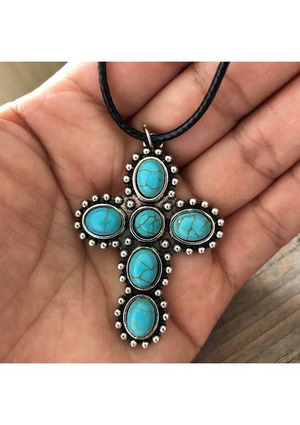 No.69 Boyutu Vintage Kakma Turkuaz Kolye Kolye Küpe Setı 26 Harf Kolye Kadınlar Için Takı Nişan Hediyesi (Yurt Dışından)