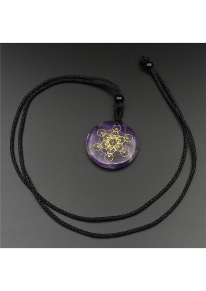 Yeşil Doğal Obsidyen Kolye Kolye Hayat Çiçeği Sihirli Daire Kehanet Sri Yantra Triqueta Metatrone Küpü Çok Boyutlu (Yurt Dışından)
