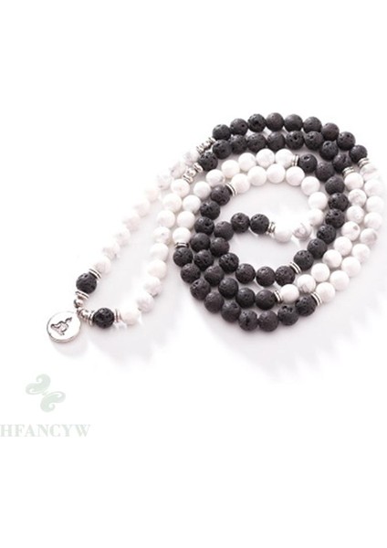 6mm Lava Taş Howlite Bilezik 108 Boncuk Buda Kolye Bileklik Budizm Doğal Çakra Sıcak El Yapımı Enerji Eaply (Yurt Dışından)