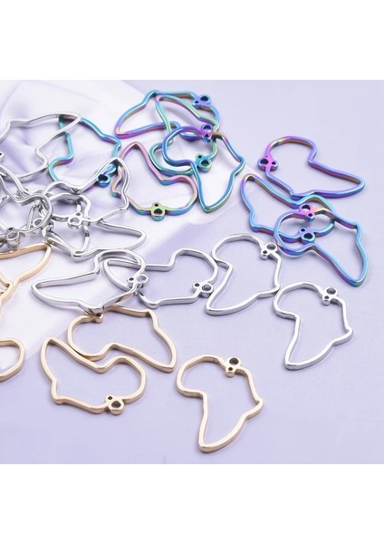 S761-S Lot Paslanmaz Çelik Basit Içi Boş Afrika Harita Charms Kolye Подвеска Diy Kadınlar Için Küpe Takı Yapımı Aksesuarları (Yurt Dışından)