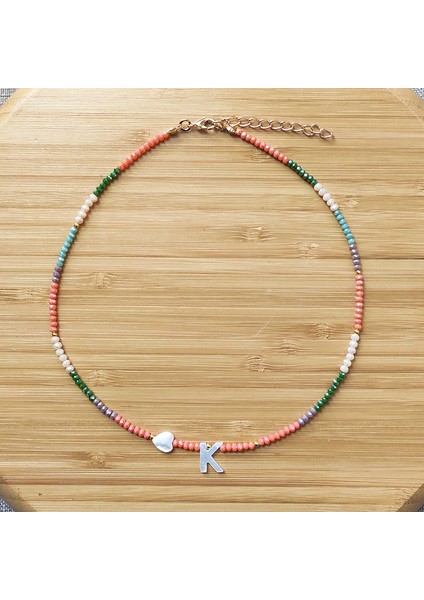 W Tarzı No.4 Boyutu Kolye Renkli Kristal Boncuk Kolye Moda Kabuk Mektup Kolye Adı Gerdanlık Kadın Gökkuşağı Boyun Aksesuarları Takı (Yurt Dışından)