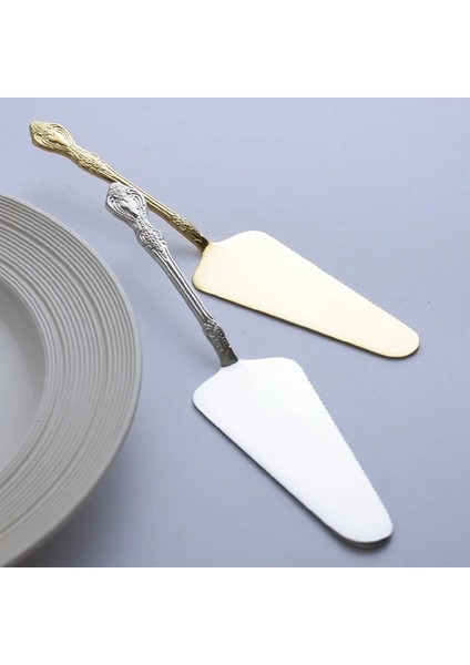 Şerit Tarzı Kabartmalı Saplı Kek Küreği Spatula Paslanmaz Çelik Barbque Retro Ekmek Bıçağı Pizza Bıçağı Için Pişirme Patry Araçları Düğün Hediyesi (Yurt Dışından) fırsatları